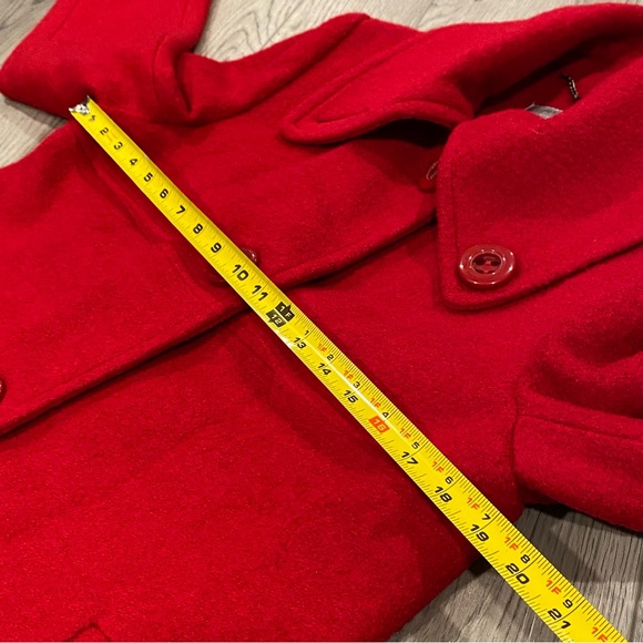 Larry Levine Wool Blend Coat Women’s Size M Red Funnel Neck Button Down Pockets - Picture 11 of 15